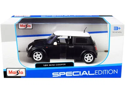 Maisto Mini Cooper Matt Black With White Top 1/24 Diecast Model Car By