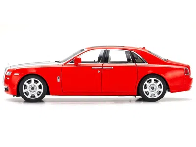 Kyosho Rolls-royce Ghost Red With Silver Metallic Hood 1/18 Diecast Model Car By