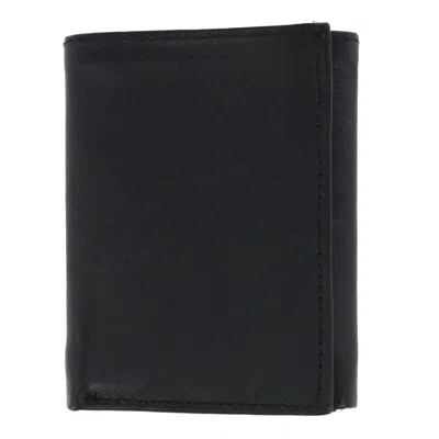 American Bison Men's Lambskin Bifold Wallet With Flip Up Id In Black