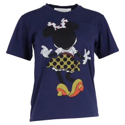 Victoria Beckham Minnie Mouse Print T-shirt In Navy Blue Cotton In Blue