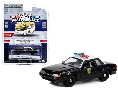 Greenlight 1990 Ford Mustang Ssp Black And White "wyoming Highway Patrol" "hot Pursuit" Series 43 1/64 Diecast