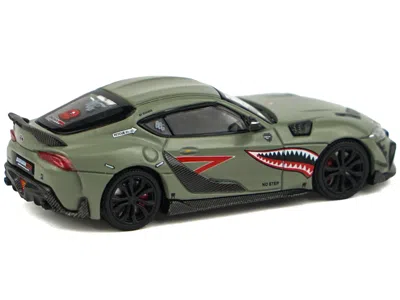 Pop Race Toyota Supra "darwinpro 66g Nwb" Green With Shark Mouth Graphics 1/64 Diecast Model Car By