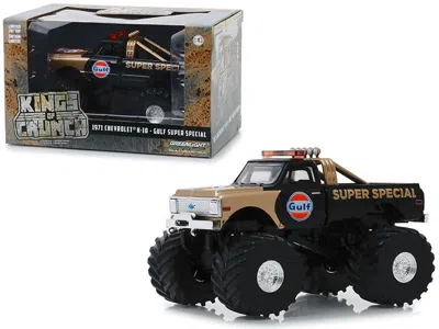 Greenlight 1971 Chevrolet K-10 Monster Truck "gulf Super Special" Black And Gold With 66-inch Tires "kings Of C