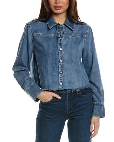Alice And Olivia Willa Cropped Button Down With Western Detail In Blue