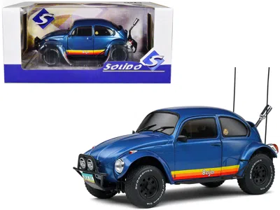 Solido 1975 Volkswagen Beetle Baja Blue Metallic With Stripes 1/18 Diecast Model Car By