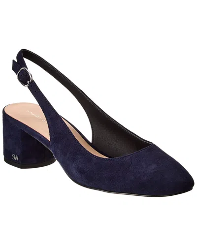 Stuart Weitzman Maeve Suede Slingback Ballerina Pumps In Blue