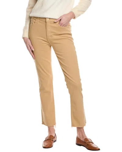 Mother The Mid Rise Dazzler Ankle Fray Sand Pants In Brown