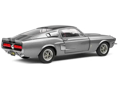 Solido 1967 Shelby Gt500 Gray Metallic With Black Stripes 1/18 Diecast Model Car By