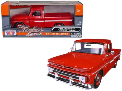 Motormax 1966 Chevrolet C10 Fleetside Pickup Truck Red 1/24 Diecast Model Car By