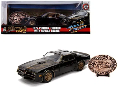 Jada 1977 Pontiac Firebird Trans Am Black With Replica Buckle "smokey And The Bandit" (1977) Movie "holly