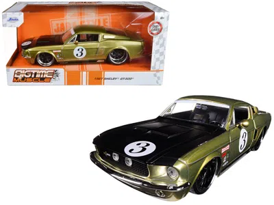 Jada 1967 Ford Shelby Gt-500 #3 Gold With Matt Black Hood "big Time Muscle" 1/24 Diecast Model Car By Jad