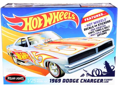 Polar Lights Skill 2 Model Kit 1969 Dodge Charger Funny Car "hot Wheels" 1/25 Scale Model By