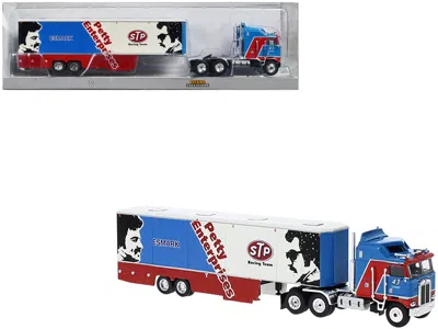 Brekina 1980 Kenworth K-100 Coe Aerodyne Transporter Blue And Red "stp Racing Team - Petty Enterprises" 1/87
