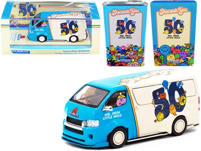 Tarmac Works Toyota Hiace Widebody Van "mr. Men Little Miss 50th Anniversary" (1971-2021) With Metal Oil Can 1/64