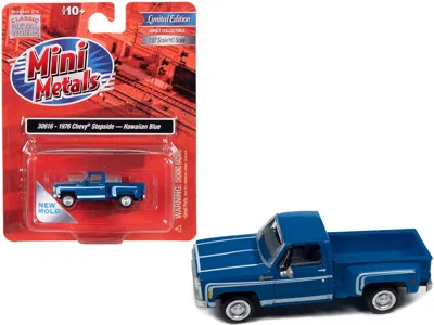 Classic Metal Works 1976 Chevrolet Stepside Pickup Truck Hawaiian Blue With White Stripes 1/87 (ho) Scale Model Car By C