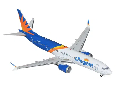 Geminijets Boeing 737 Max 8 Commercial Aircraft "allegiant Air" (n810mg) White And Blue With Graphics "gemini 2