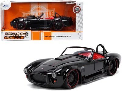 Jada 1965 Shelby Cobra 427 S/c Black With Matt Black And Red Stripes And Red Interior "bigtime Muscle" Se