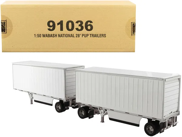 1:50 Wabash National 28' Double Pup Trailers (White