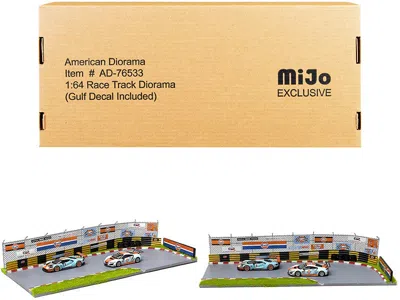 American Diorama Race Track Gulf Oil Diorama With Decals For 1/64 Scale Models By
