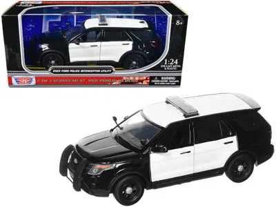 Motormax 2022 Ford Police Interceptor Utility Unmarked 1 By 24 Scale Diecast Model Car Black & White