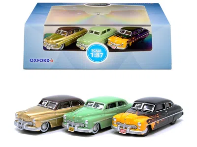 Oxford Diecast 1949 Mercury Set Of 3 Cars "70th Anniversary" 1/87 (ho) Scale Diecast Model Cars By