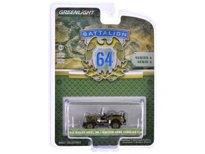Greenlight 1942 Willys Jeep Mb "british Army Command Car" Light Green "battalion 64" Series 4 1/64 Diecast Mode