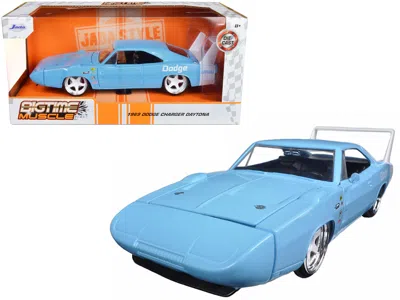 Jada 1969 Dodge Charger Daytona Light Blue With White "bigtime Muscle" Series 1/24 Diecast Model Car By J