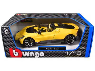 Bburago Bugatti Mistral Yellow With Carbon Accents 1/18 Diecast Model Car By