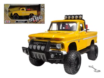Motormax 1966 Chevrolet C10 Fleetside Pickup Truck Off Road Yellow 1/24 Diecast Model By