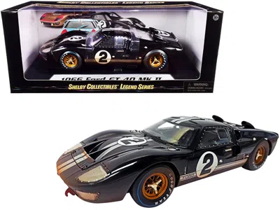 Shelby Collectibles 1966 Ford Gt-40 Mk Ii #2 Black With Silver Stripes After Race (dirty Version) 1/18 Diecast Model Car