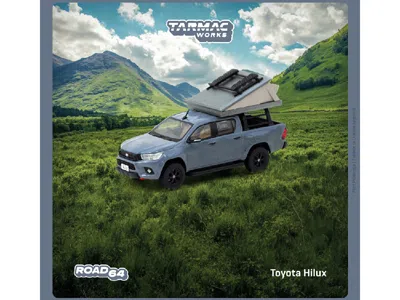 Tarmac Works Toyota Hilux Pickup Truck Rhd (right Hand Drive) Gray With Camping Equipment "road64" Series 1/64 Di