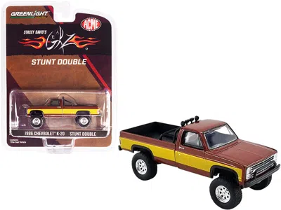 Greenlight 1986 Chevrolet K-20 Pickup Truck "stunt Double" Brown Metallic With Gold Side Stripes (stacey David'