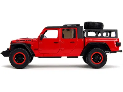 Jada 2020 Jeep Gladiator Rubicon Pickup Truck Red With Black Top And Extra Wheels "just Trucks" Series 1/