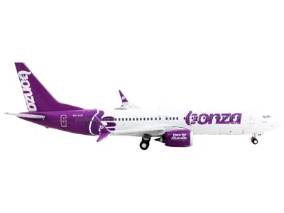 Geminijets Boeing 737 Max 8 Commercial Aircraft "bonza Aviation" White And Purple 1/400 Diecast Model Airplane