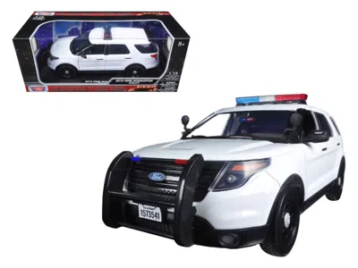 Motormax 1 By 18 Scale Diecast 2015 Ford Pi Utility Interceptor Plain White Police Car With Light Bar Model C