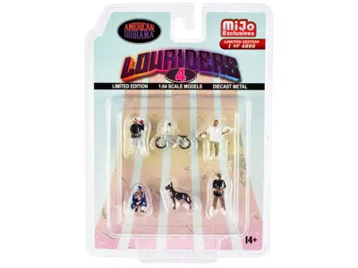 American Diorama Lowriders 4 6 Piece Diecast Set (4 Men 1 Dog 1 Bicycle Figures And Accessories) Limited Edition To 4