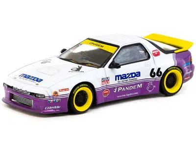 Tarmac Works Mazda Rx-7 Fc3s Pandem Rhd (right Hand Drive) #66 White And Purple With Graphics "hobby64" Series 1/