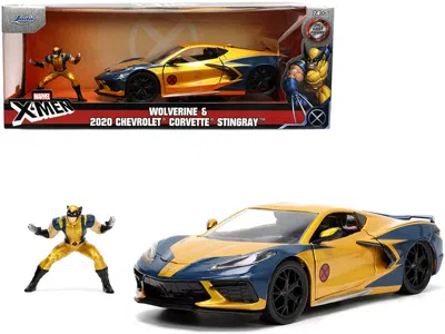 Jada 2020 Chevrolet Corvette C8 Stingray Gold Metallic And Dark Blue And Wolverine Diecast Figurine "x-me