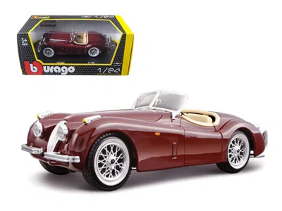 Bburago 1951 Jaguar Xk 120 Roadster Burgundy 1/24 Diecast Model Car By