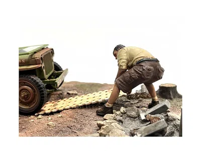 American Diorama 4x4 Mechanic Figure 2 With Board Accessory For 1/18 Scale Models By