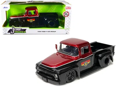 Jada 1956 Ford F-100 Pickup Truck "mickey Thompson Performance Tires & Wheels" Black And Red Metallic "ju