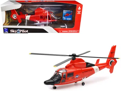 New Ray Eurocopter Dauphin Hh-65c Helicopter Red "united States Coast Guard" "sky Pilot" Series 1/48 Diecast