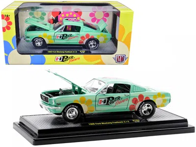 M2 1966 Ford Mustang Fastback 2+2 Seafoam Green And Light Green Striped With Flower Graphics "hurst Pow