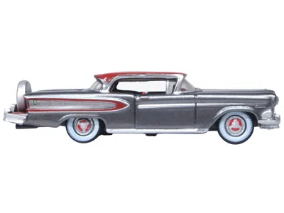 Oxford Diecast 1958 Edsel Citation Silver Gray Metallic With Ember Red Top And Red Interior 1/87 (ho) Scale Diecast