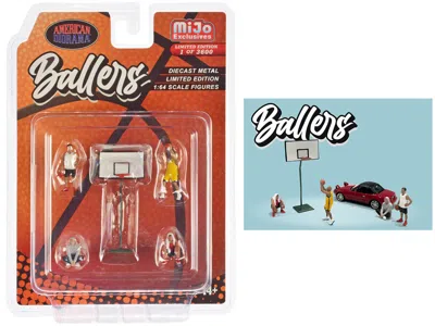 American Diorama Ballers 5 Piece Diecast Figure Set (4 Figures 1 Basketball Hoop) Limited Edition To 3600 Pieces Worl