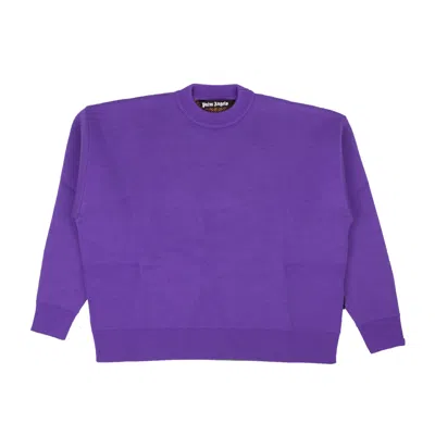 Palm Angels Purple Intarsia Palm Tree Knit Sweater In Multi