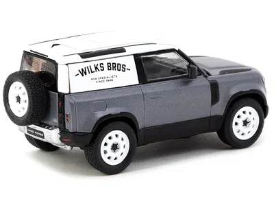 Tarmac Works Land Rover Defender 90 Matt Blue Gray Metallic With White Top "wilks Bros" "global64" Series 1/64 Di
