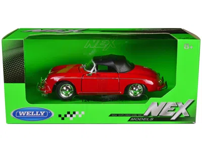 Welly Porsche 356a Speedster With Soft Top Nex Models Series 1-24 Scale Diecast Model Car Red & Black