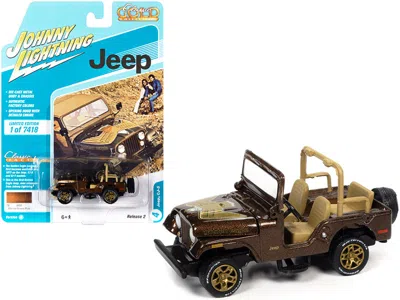 Johnny Lightning Jeep Cj-5 Mocha Brown Metallic With Golden Eagle Graphics "classic Gold Collection" Series Limited E