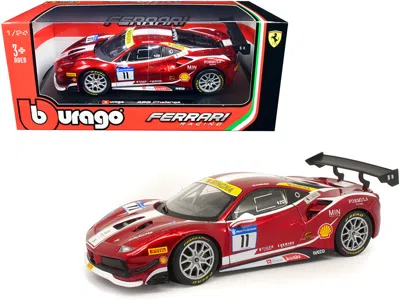 Bburago Ferrari 488 Challenge #11 Candy Red With White Stripes "ferrari Racing" 1/24 Diecast Model Car By Bb